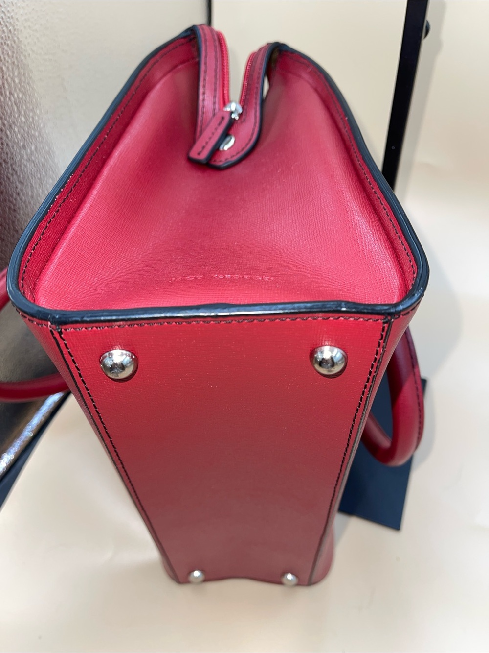 Jack Georges Structured Classic Women's Saffiano Handbag in Deep Red - Picture 6 of 9